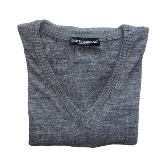 Dolce & Gabbana Men’s  V Neck Back Logo Wool V-neck Sweater Jumper Black Fits S - Picture 2 of 11